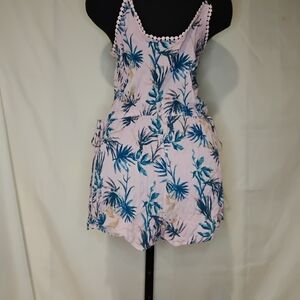 Tropical Leaf Print Women's Romper